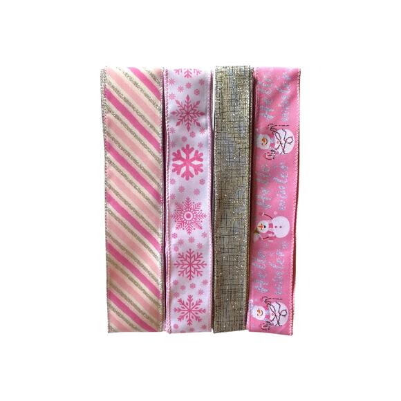 Blush Pink Snowman Wreath Kit | Winter Ribbon & Sign Craft Bundle DIY Decor - Picture 3 of 5